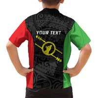 Personalised PNG Southern Highlands Province Family Matching Short Sleeve Bodycon Dress and Hawaiian Shirt Bird of Paradise Tattoo Flag Motif - Polynesian Pride