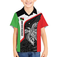 Personalised PNG Southern Highlands Province Family Matching Tank Maxi Dress and Hawaiian Shirt Bird of Paradise Tattoo Flag Motif - Polynesian Pride