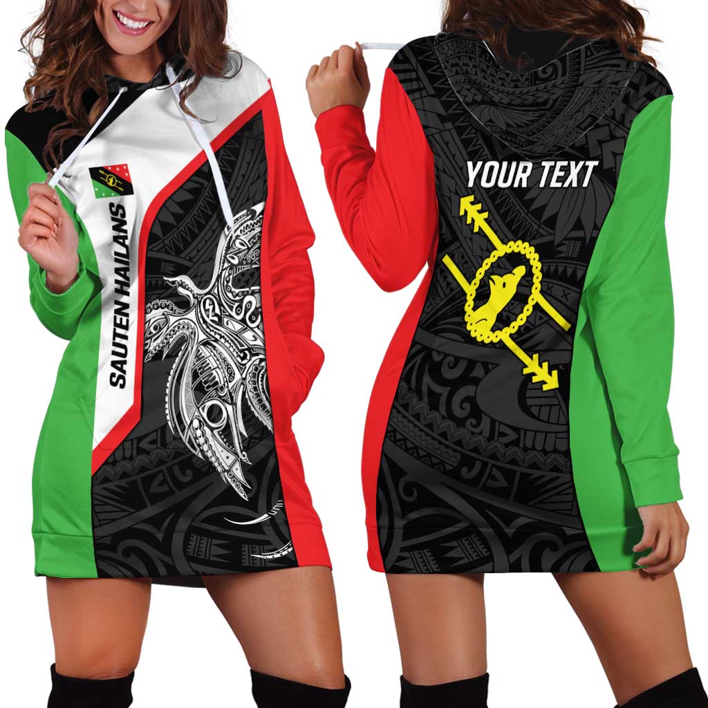 Personalised PNG Southern Highlands Province Hoodie Dress Bird of Paradise Tattoo Flag Motif - Polynesian Pride