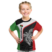 Personalised PNG Southern Highlands Province Kid T Shirt Bird of Paradise Tattoo Flag Motif - Polynesian Pride