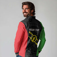 Personalised PNG Southern Highlands Province Long Sleeve Polo Shirt Bird of Paradise Tattoo Flag Motif - Polynesian Pride