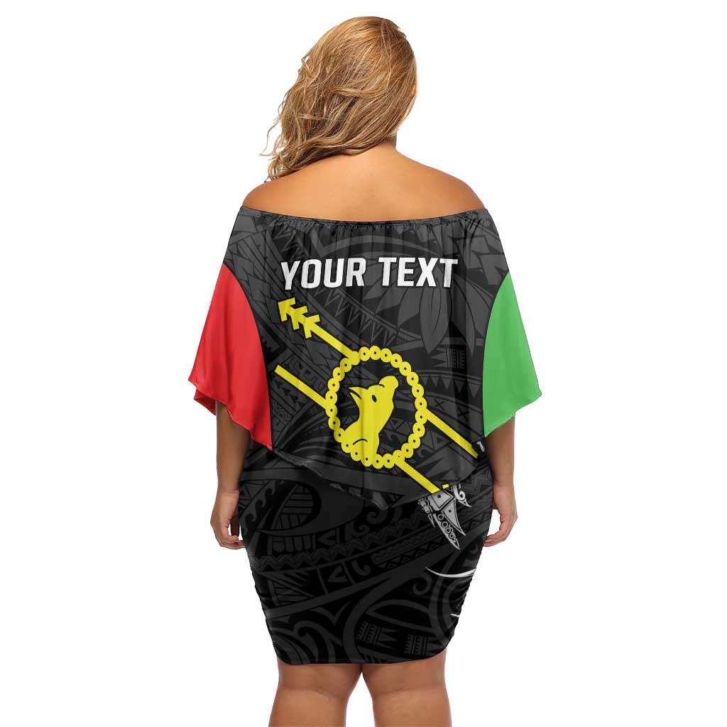 Personalised PNG Southern Highlands Province Off Shoulder Short Dress Bird of Paradise Tattoo Flag Motif - Polynesian Pride