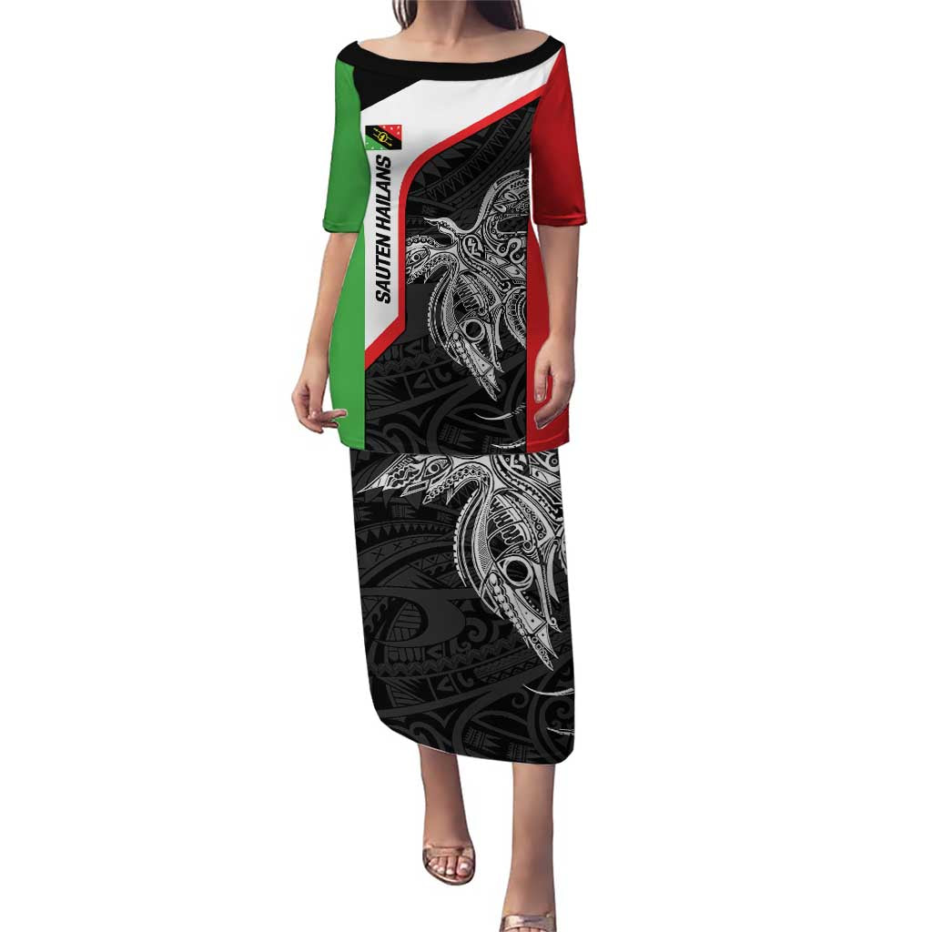 Personalised PNG Southern Highlands Province Puletasi Bird of Paradise Tattoo Flag Motif - Polynesian Pride