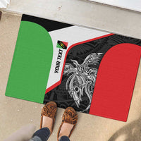 Personalised PNG Southern Highlands Province Rubber Doormat Bird of Paradise Tattoo Flag Motif - Polynesian Pride