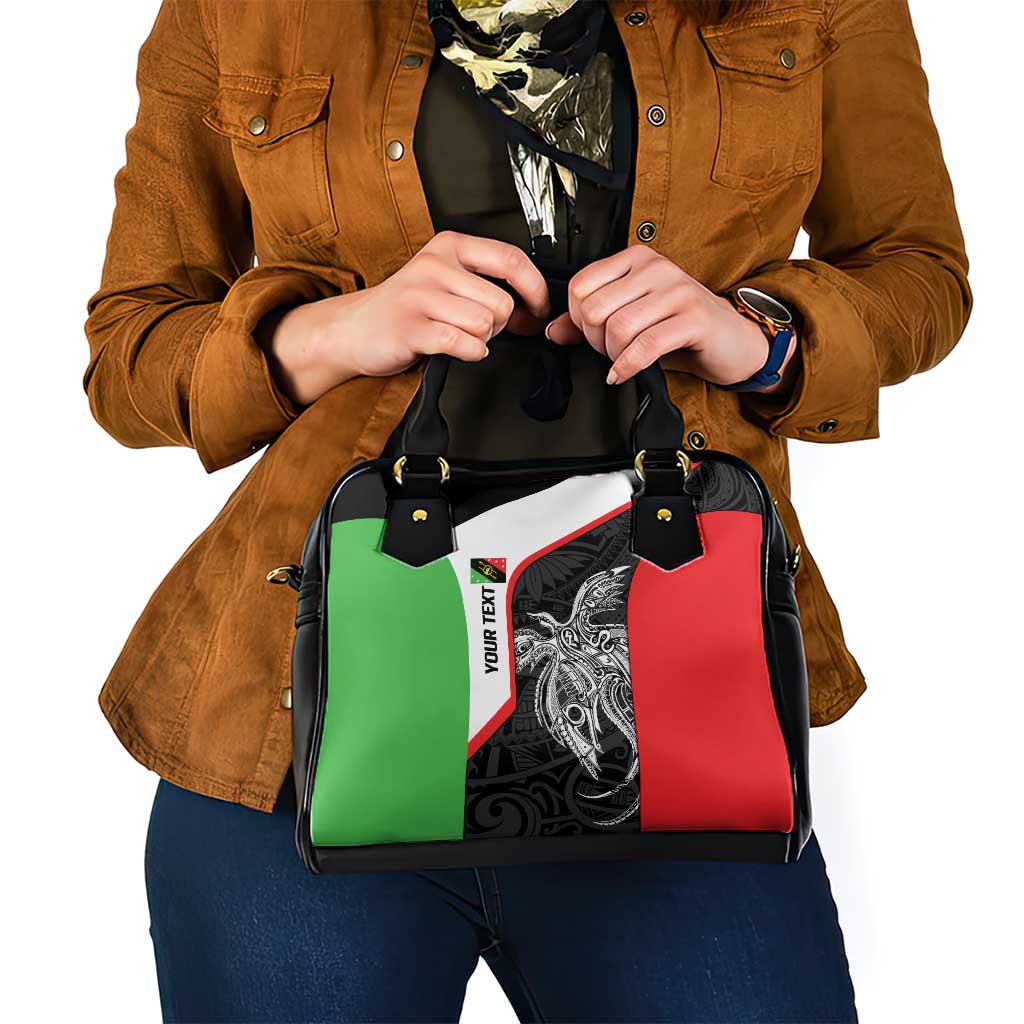 Personalised PNG Southern Highlands Province Shoulder Handbag Bird of Paradise Tattoo Flag Motif - Polynesian Pride