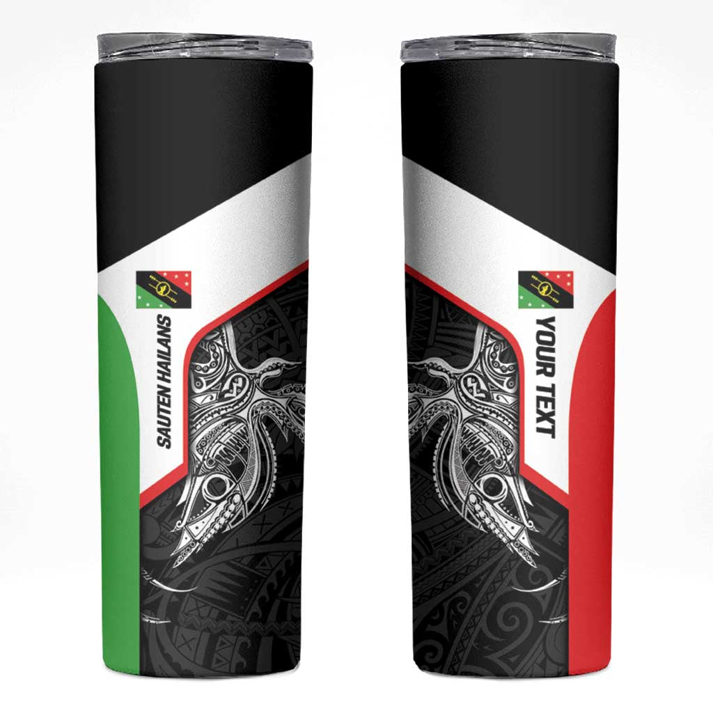 Personalised PNG Southern Highlands Province Skinny Tumbler Bird of Paradise Tattoo Flag Motif LT9 Red - Polynesian Pride