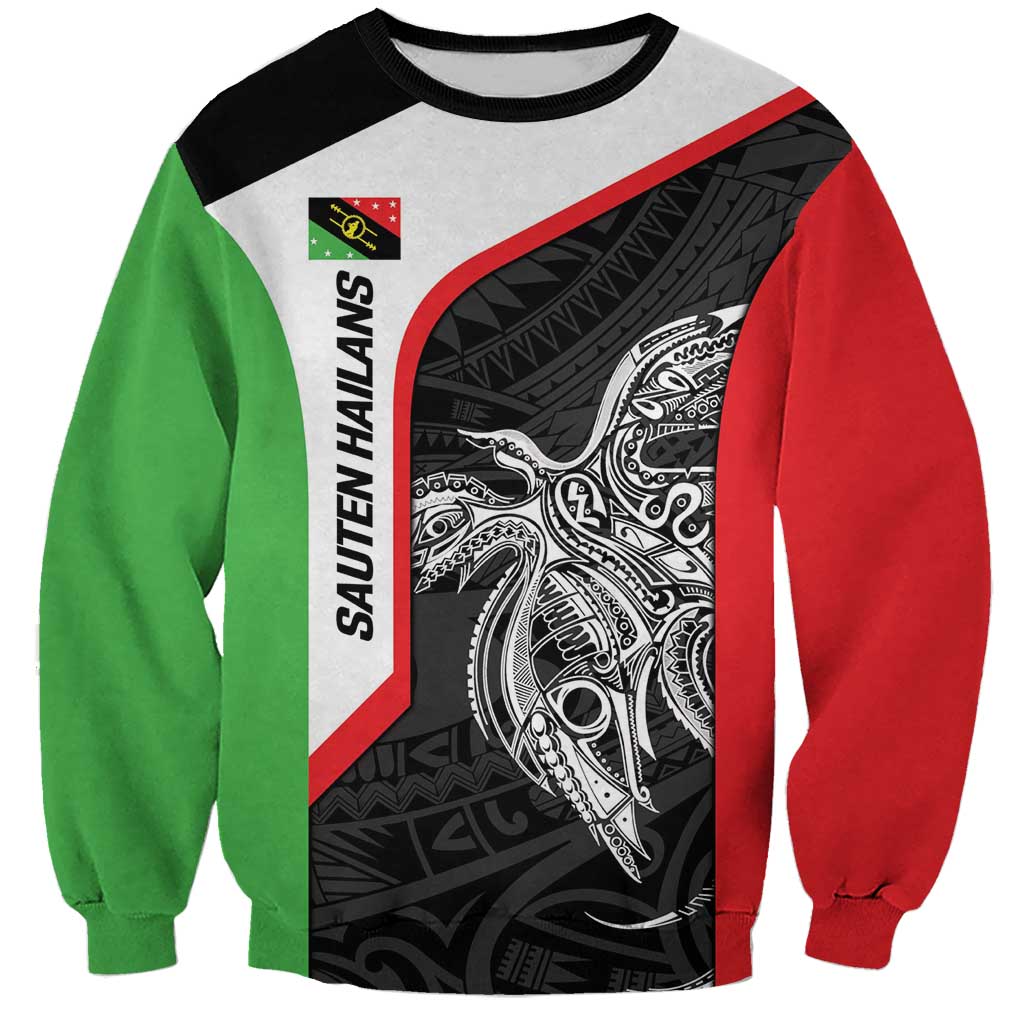 Personalised PNG Southern Highlands Province Sweatshirt Bird of Paradise Tattoo Flag Motif - Polynesian Pride