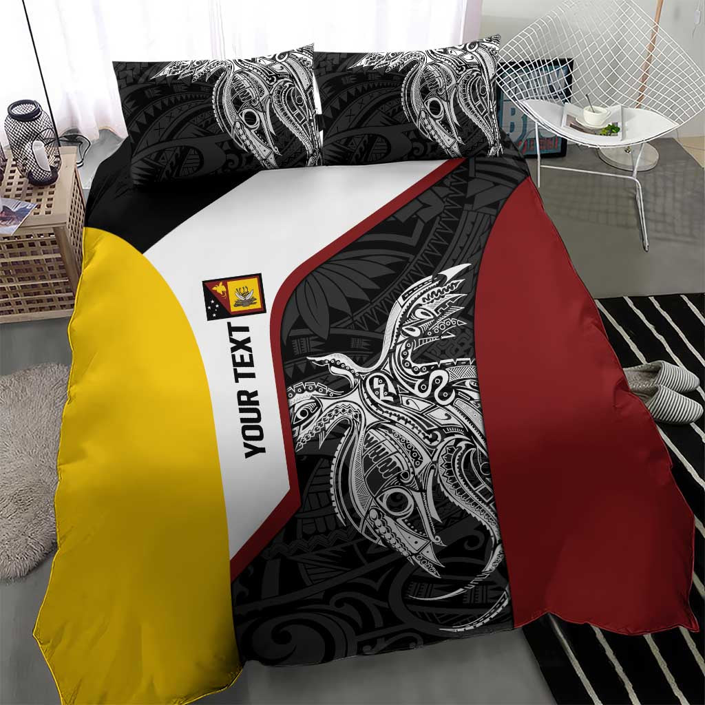 Personalised PNG Western Province Bedding Set Bird of Paradise Tattoo Flag Motif - Polynesian Pride