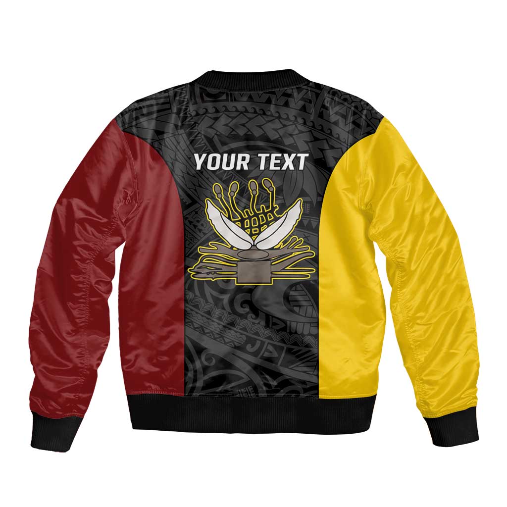 Personalised PNG Western Province Bomber Jacket Bird of Paradise Tattoo Flag Motif - Polynesian Pride