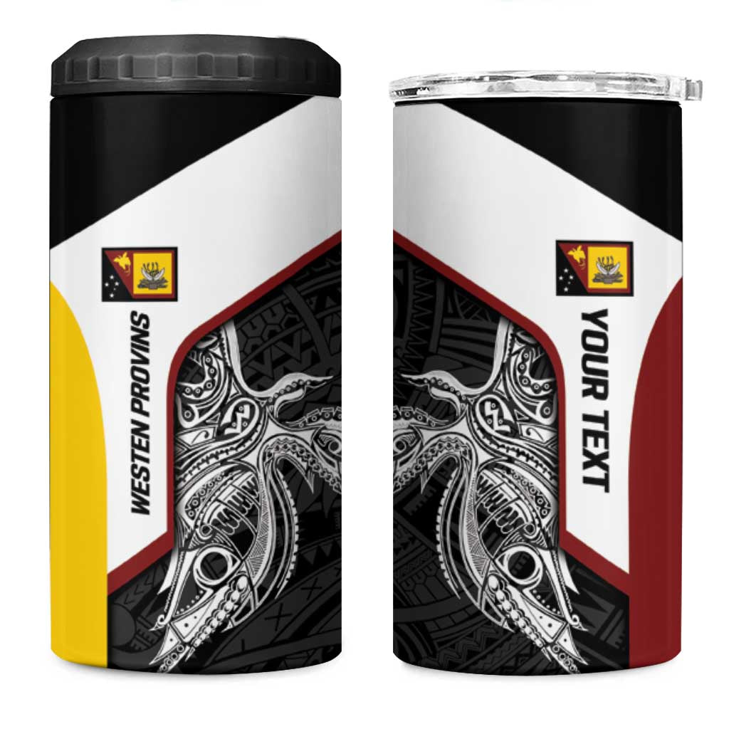 Personalised PNG Western Province 4 in 1 Can Cooler Tumbler Bird of Paradise Tattoo Flag Motif - Polynesian Pride