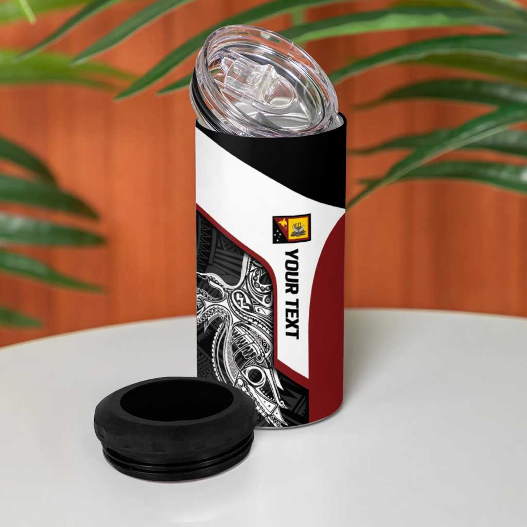 Personalised PNG Western Province 4 in 1 Can Cooler Tumbler Bird of Paradise Tattoo Flag Motif LT9 - Polynesian Pride