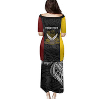 Personalised PNG Western Province Family Matching Puletasi and Hawaiian Shirt Bird of Paradise Tattoo Flag Motif - Polynesian Pride