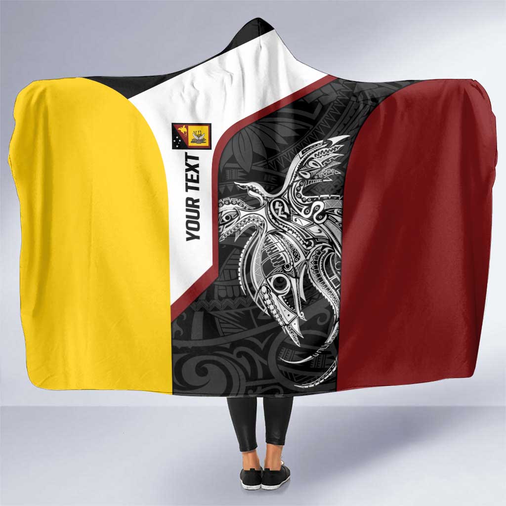 Personalised PNG Western Province Hooded Blanket Bird of Paradise Tattoo Flag Motif - Polynesian Pride