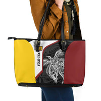 Personalised PNG Western Province Leather Tote Bag Bird of Paradise Tattoo Flag Motif - Polynesian Pride