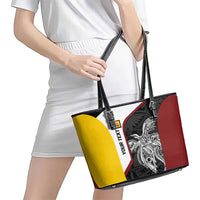 Personalised PNG Western Province Leather Tote Bag Bird of Paradise Tattoo Flag Motif - Polynesian Pride