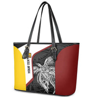 Personalised PNG Western Province Leather Tote Bag Bird of Paradise Tattoo Flag Motif - Polynesian Pride