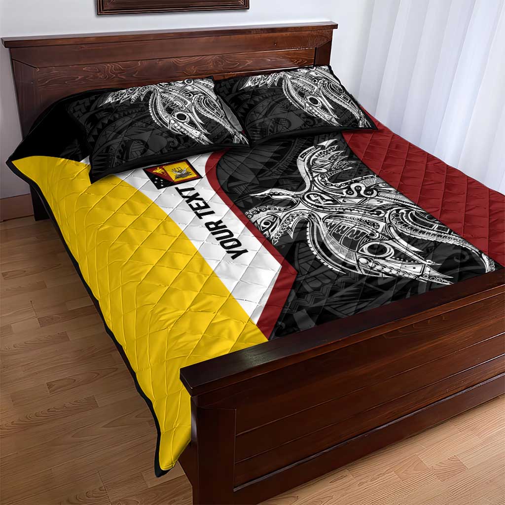 Personalised PNG Western Province Quilt Bed Set Bird of Paradise Tattoo Flag Motif - Polynesian Pride
