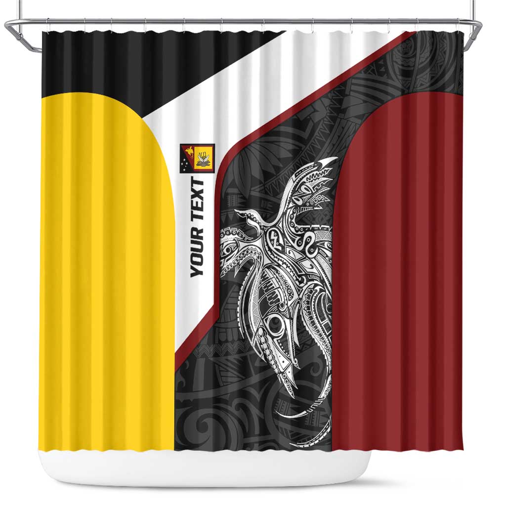 Personalised PNG Western Province Shower Curtain Bird of Paradise Tattoo Flag Motif - Polynesian Pride