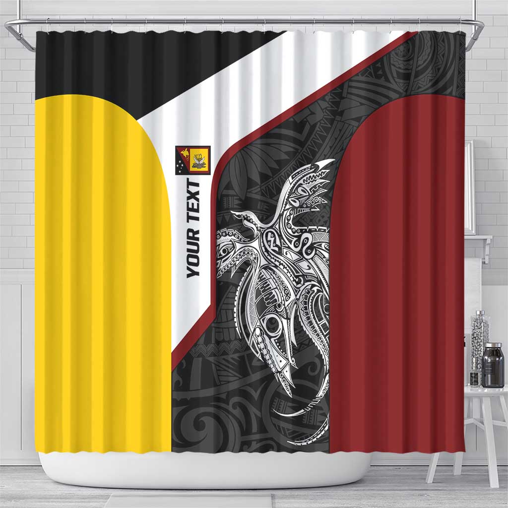 Personalised PNG Western Province Shower Curtain Bird of Paradise Tattoo Flag Motif - Polynesian Pride