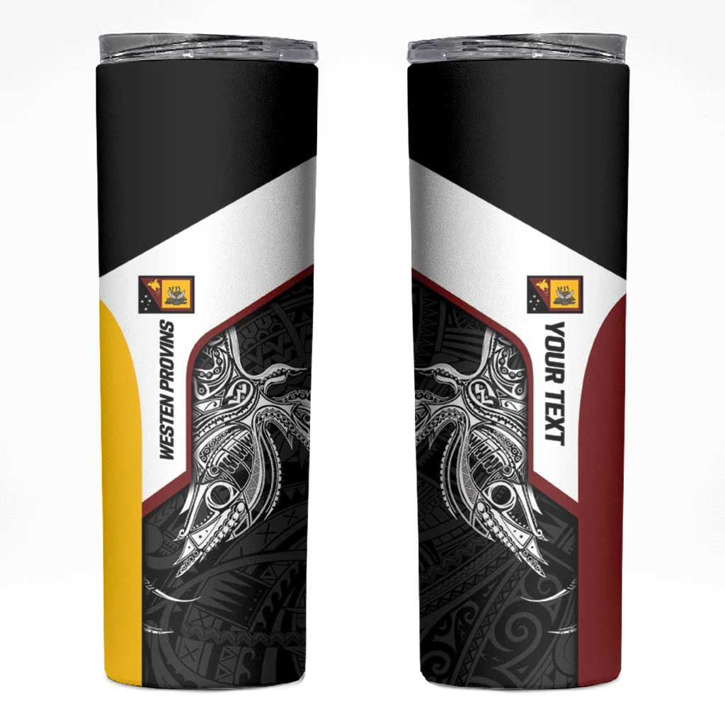 Personalised PNG Western Province Skinny Tumbler Bird of Paradise Tattoo Flag Motif - Polynesian Pride