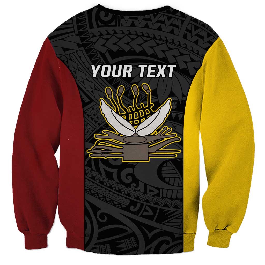 Personalised PNG Western Province Sweatshirt Bird of Paradise Tattoo Flag Motif - Polynesian Pride