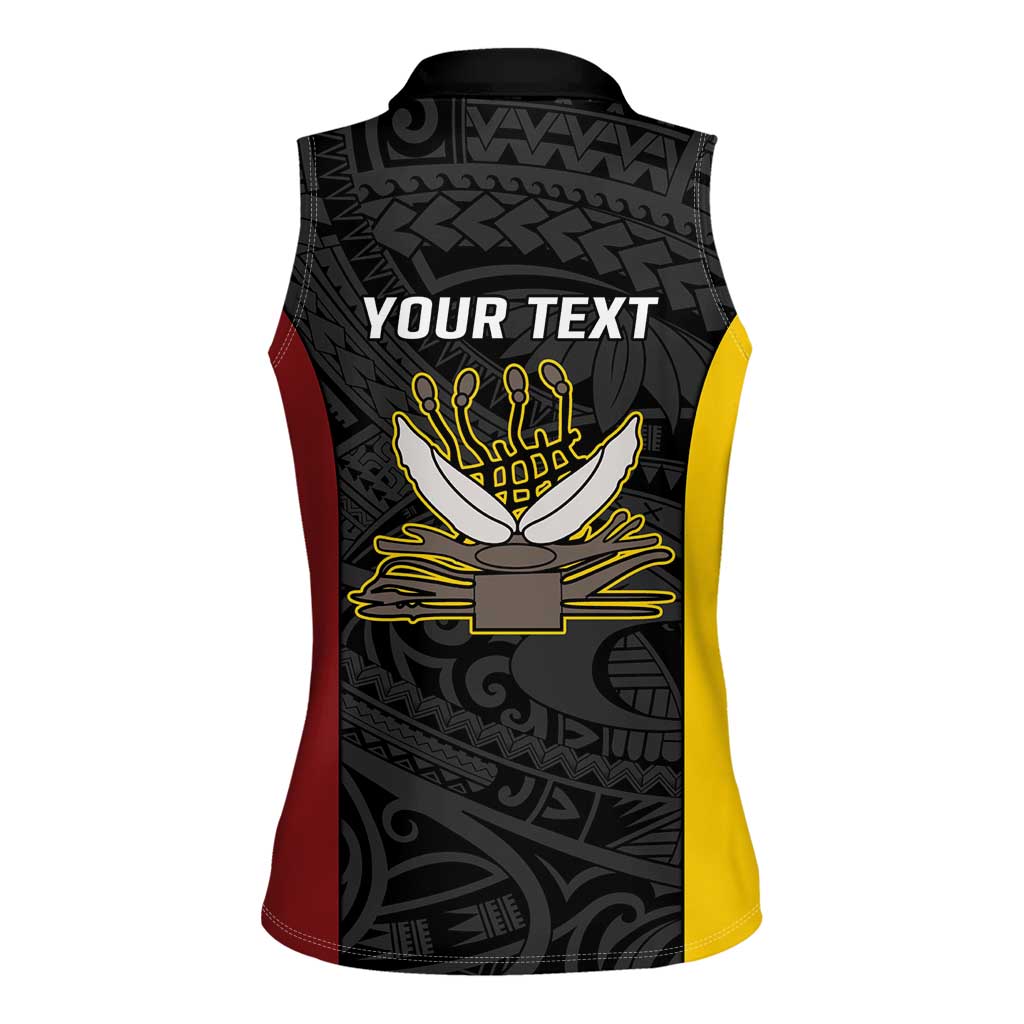 Personalised PNG Western Province Women Sleeveless Polo Shirt Bird of Paradise Tattoo Flag Motif - Polynesian Pride