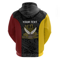 Personalised PNG Western Province Zip Hoodie Bird of Paradise Tattoo Flag Motif - Polynesian Pride