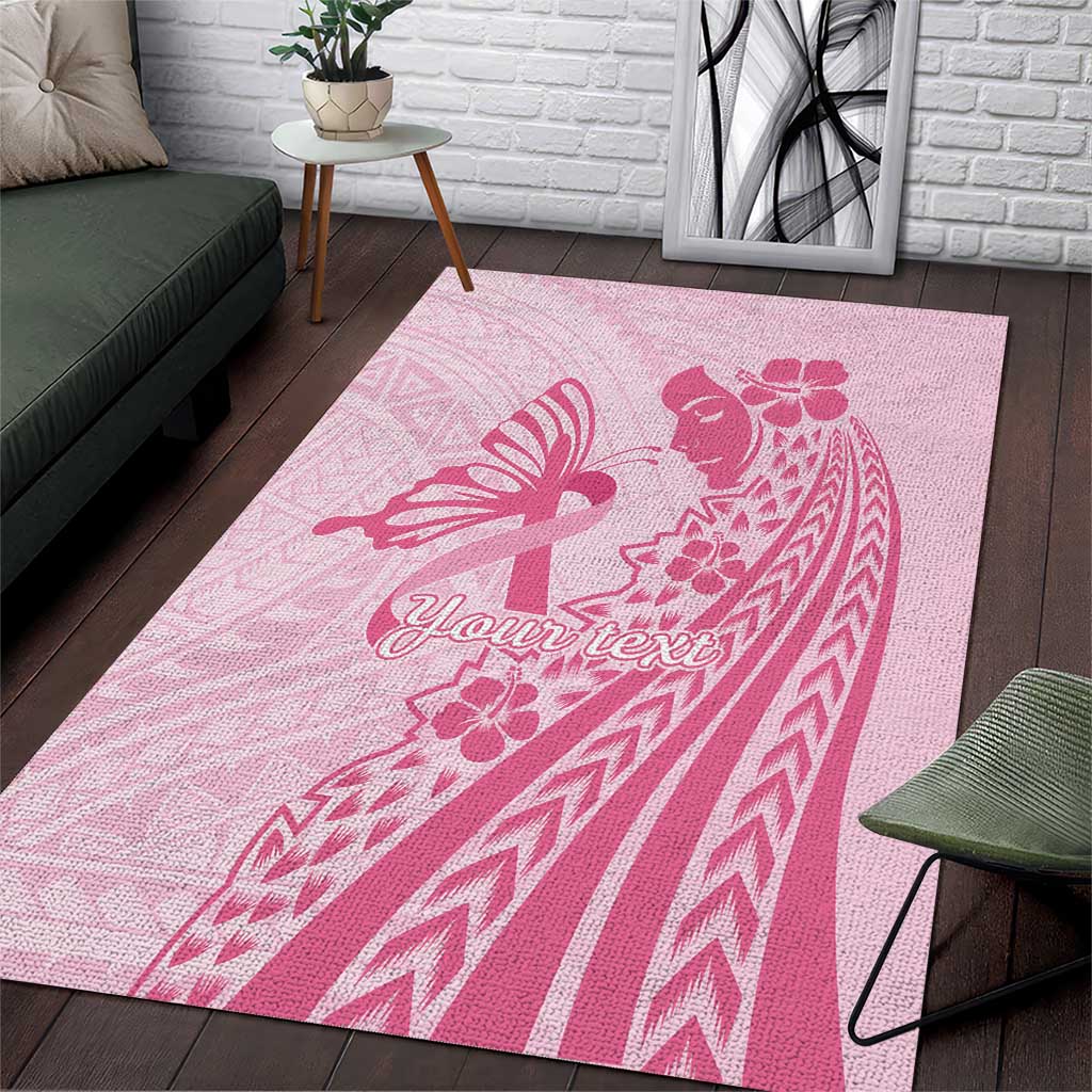 Pacific Girl and Butterfly Cancer Ribbon Personalised Area Rug