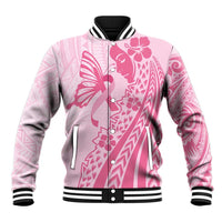 Pacific Girl and Butterfly Cancer Ribbon Personalised Baseball Jacket