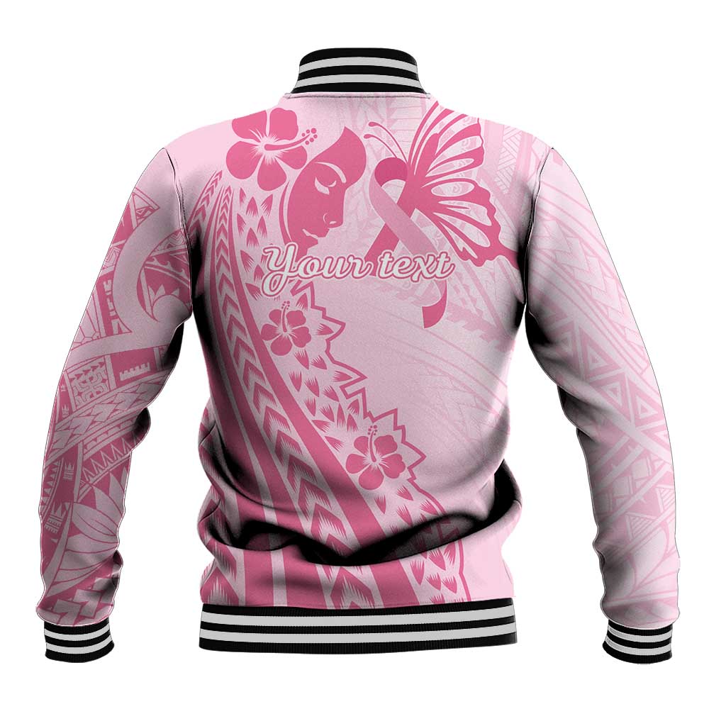 Pacific Girl and Butterfly Cancer Ribbon Personalised Baseball Jacket
