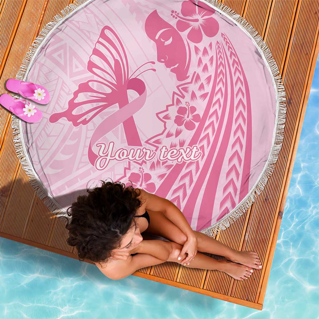 Pacific Girl and Butterfly Cancer Ribbon Personalised Beach Blanket