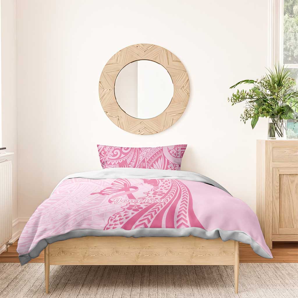 Pacific Girl and Butterfly Cancer Ribbon Personalised Bedding Set