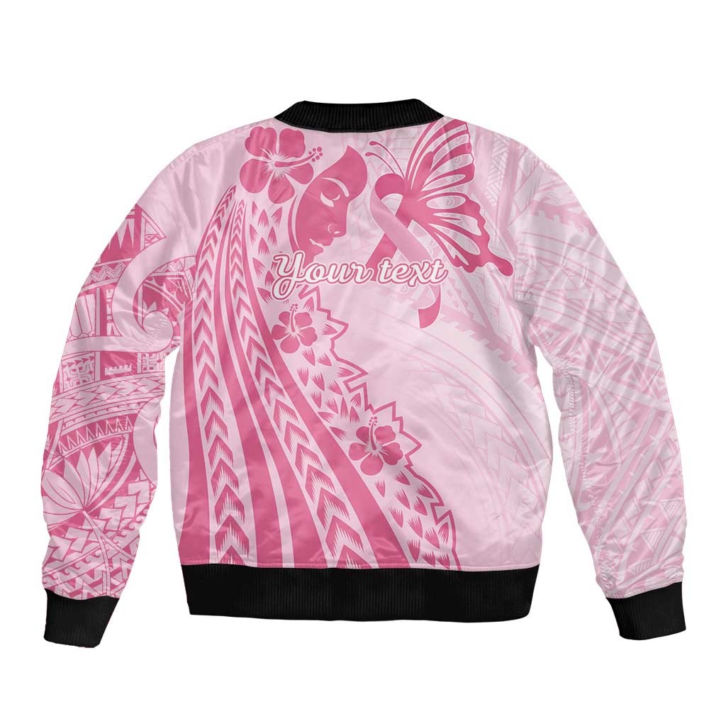Pacific Girl and Butterfly Cancer Ribbon Personalised Bomber Jacket