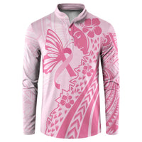 Pacific Girl and Butterfly Cancer Ribbon Personalised Button Sweatshirt LT9 Pink - Polynesian Pride