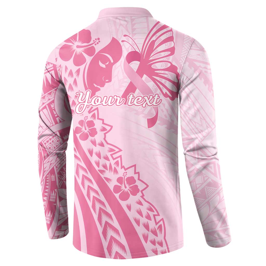 Pacific Girl and Butterfly Cancer Ribbon Personalised Button Sweatshirt LT9 - Polynesian Pride