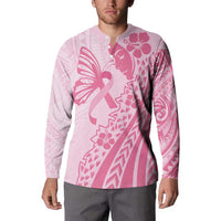 Pacific Girl and Butterfly Cancer Ribbon Personalised Button Sweatshirt LT9 - Polynesian Pride