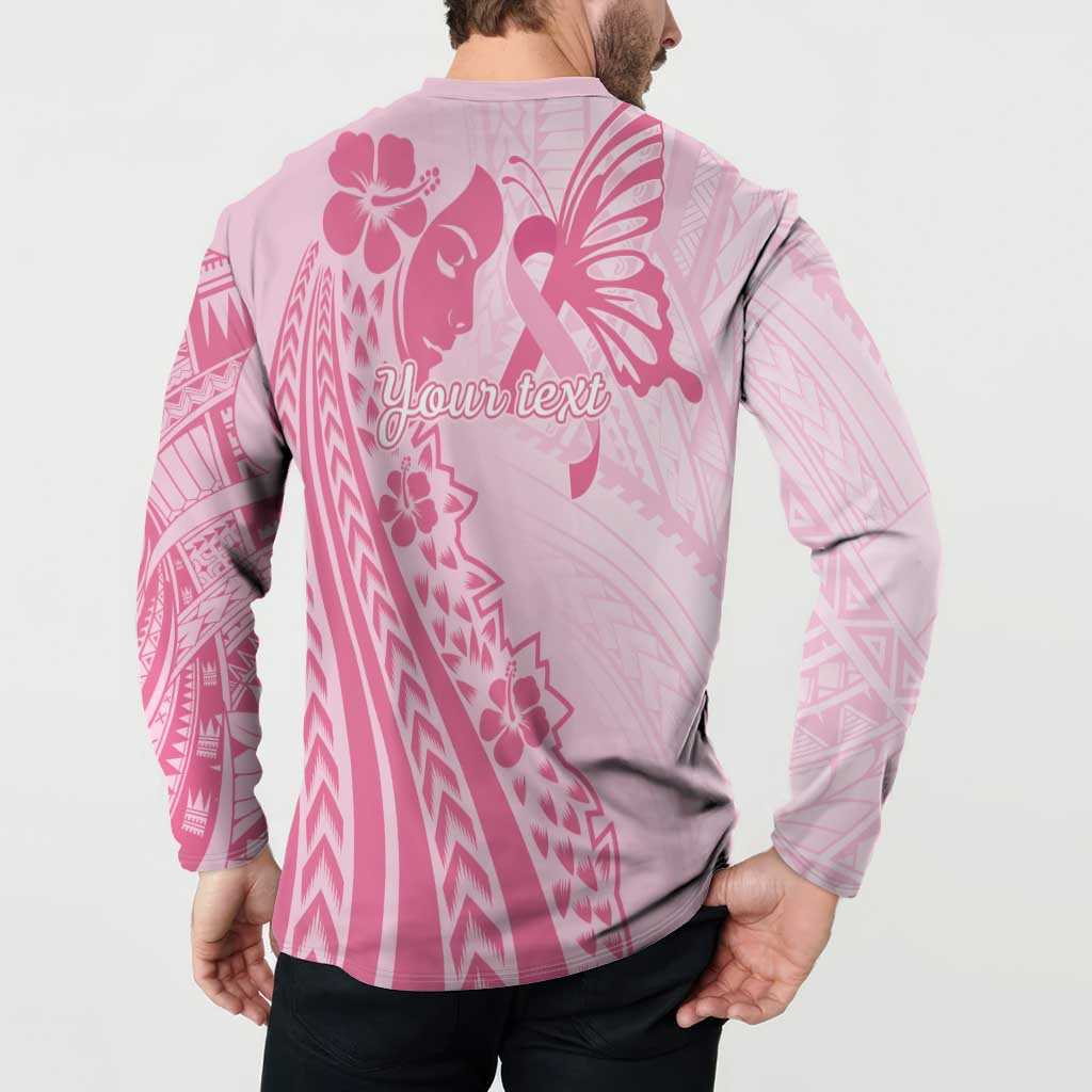 Pacific Girl and Butterfly Cancer Ribbon Personalised Button Sweatshirt LT9 - Polynesian Pride
