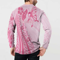 Pacific Girl and Butterfly Cancer Ribbon Personalised Button Sweatshirt LT9 - Polynesian Pride