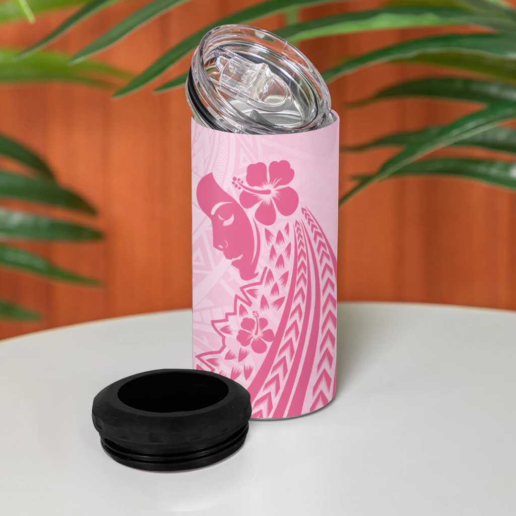 Pacific Girl and Butterfly Cancer Ribbon Personalised 4 in 1 Can Cooler Tumbler LT9 - Polynesian Pride
