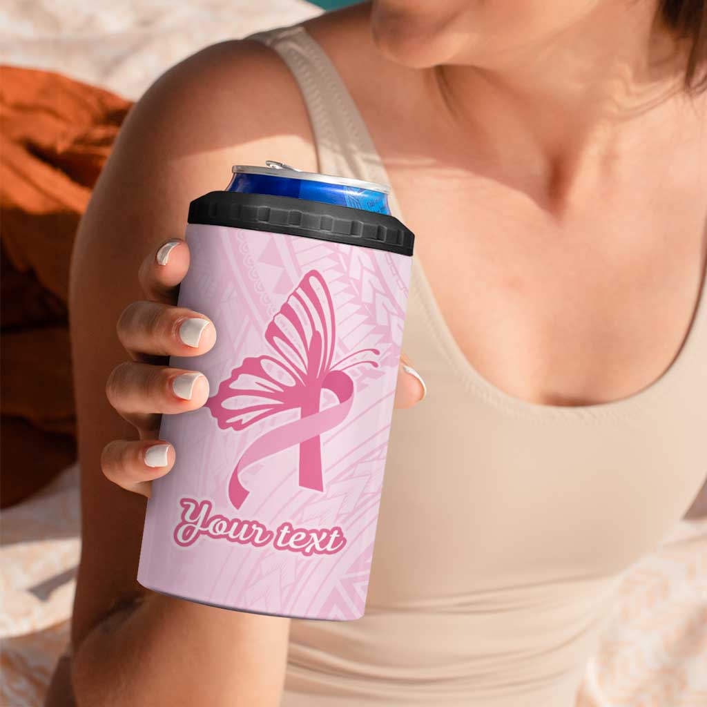 Pacific Girl and Butterfly Cancer Ribbon Personalised 4 in 1 Can Cooler Tumbler LT9 - Polynesian Pride