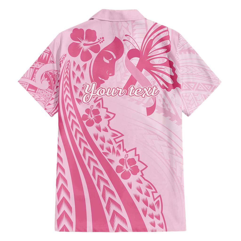 Pacific Girl and Butterfly Cancer Ribbon Personalised Family Matching Off Shoulder Maxi Dress and Hawaiian Shirt LT9 - Polynesian Pride
