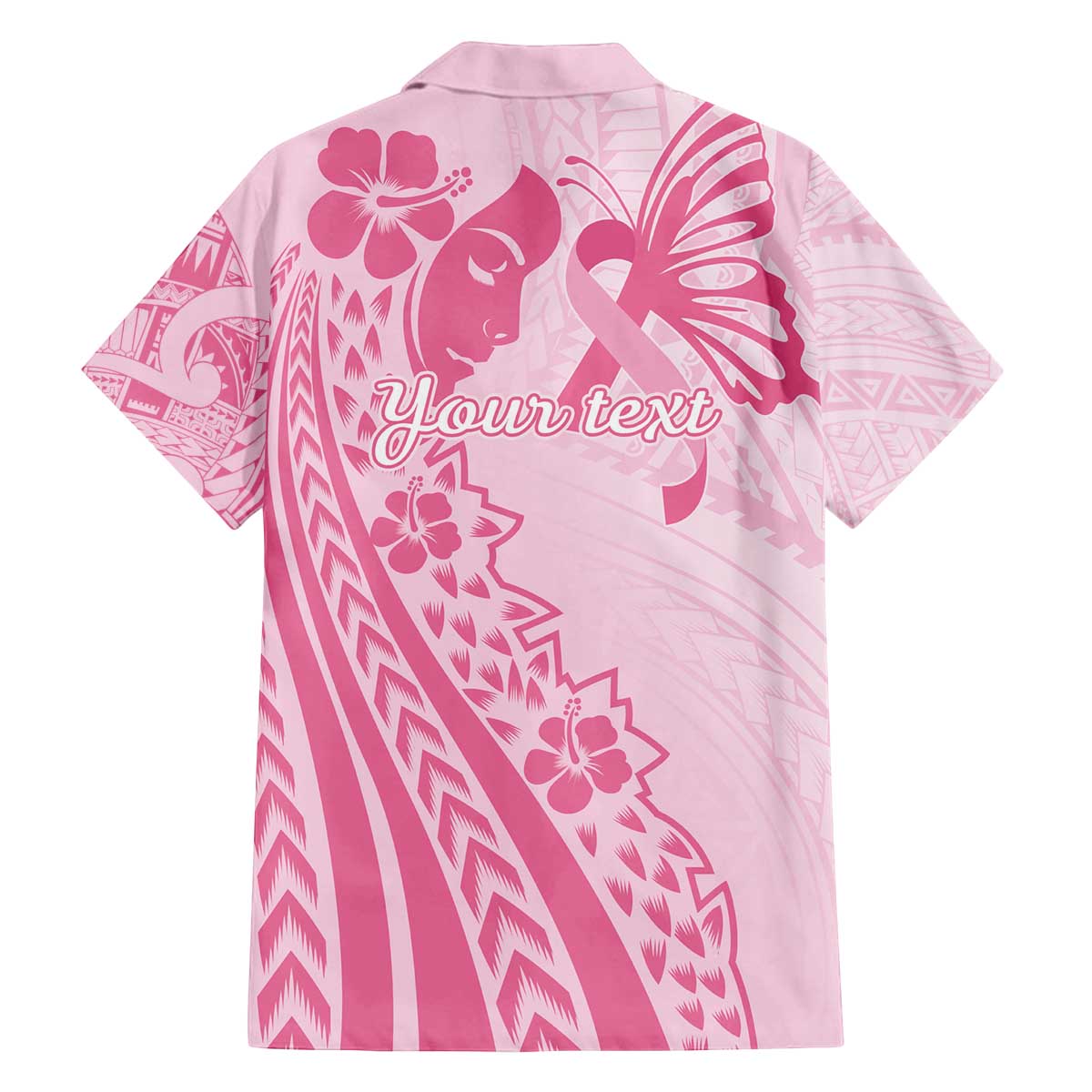 Pacific Girl and Butterfly Cancer Ribbon Personalised Family Matching Off Shoulder Short Dress and Hawaiian Shirt LT9 - Polynesian Pride