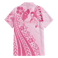 Pacific Girl and Butterfly Cancer Ribbon Personalised Family Matching Short Sleeve Bodycon Dress and Hawaiian Shirt LT9 - Polynesian Pride