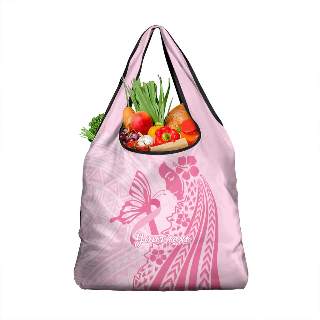Pacific Girl and Butterfly Cancer Ribbon Personalised Grocery Bag