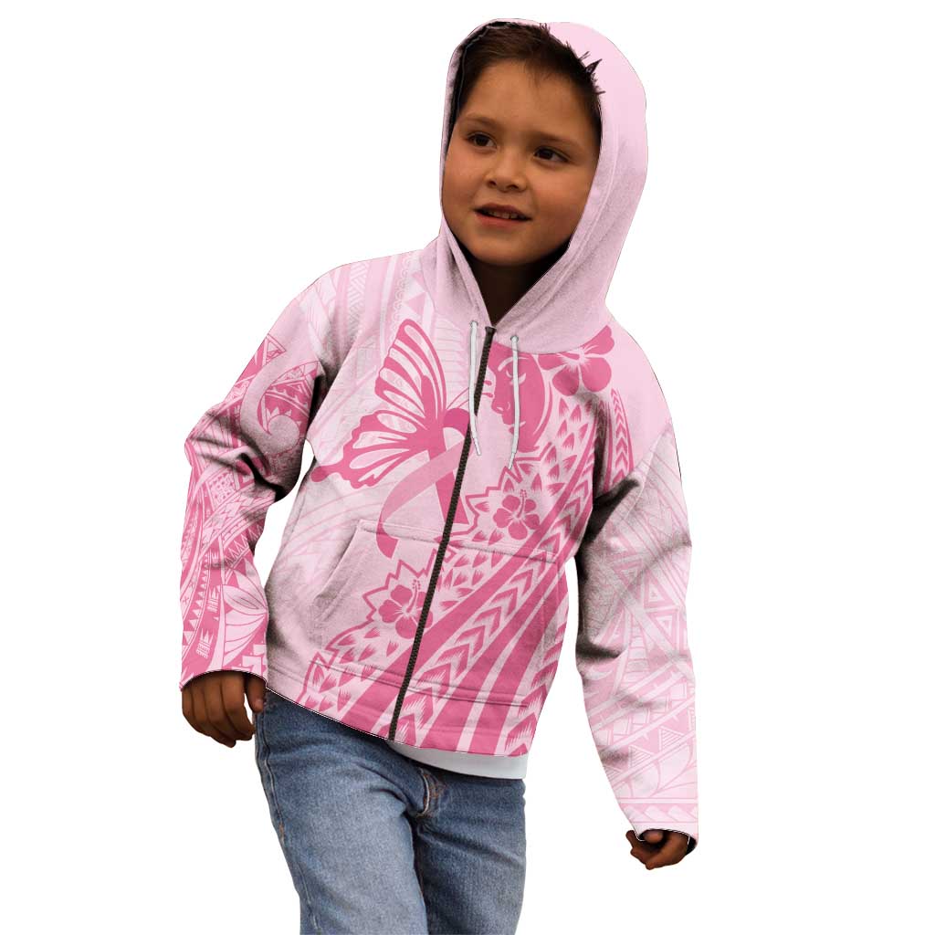 Pacific Girl and Butterfly Cancer Ribbon Personalised Kid Hoodie
