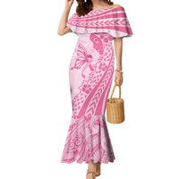 Pacific Girl and Butterfly Cancer Ribbon Personalised Mermaid Dress LT9 Women Pink - Polynesian Pride