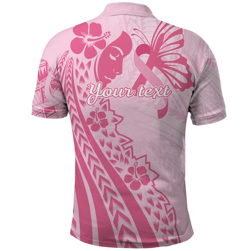 Pacific Girl and Butterfly Cancer Ribbon Personalised Polo Shirt