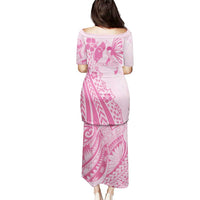 Pacific Girl and Butterfly Cancer Ribbon Personalised Puletasi