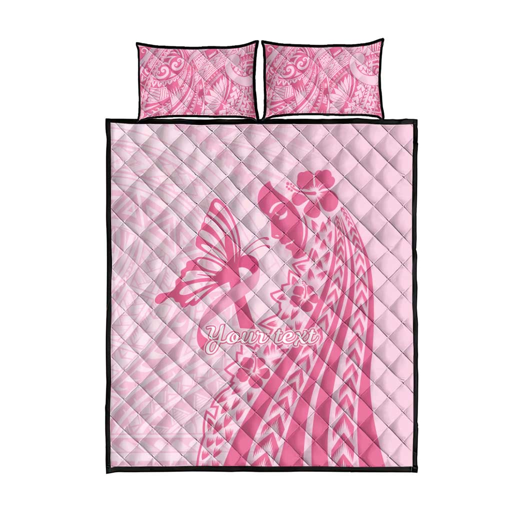 Pacific Girl and Butterfly Cancer Ribbon Personalised Quilt Bed Set