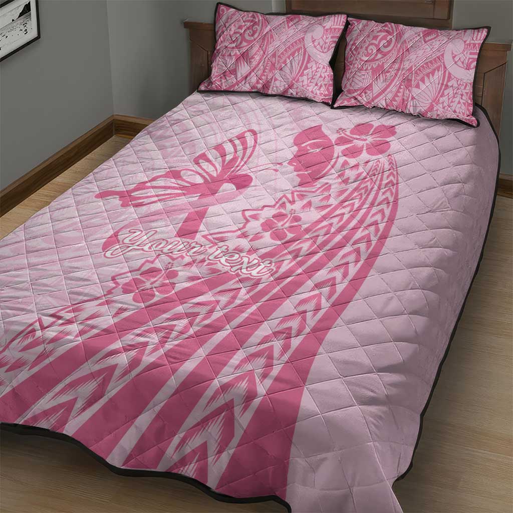 Pacific Girl and Butterfly Cancer Ribbon Personalised Quilt Bed Set